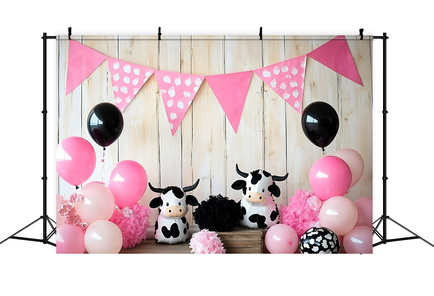 Neugeborene Fotografie Hintergrund Kulissen Cute Cow Balloon Backdrop GQ5-148