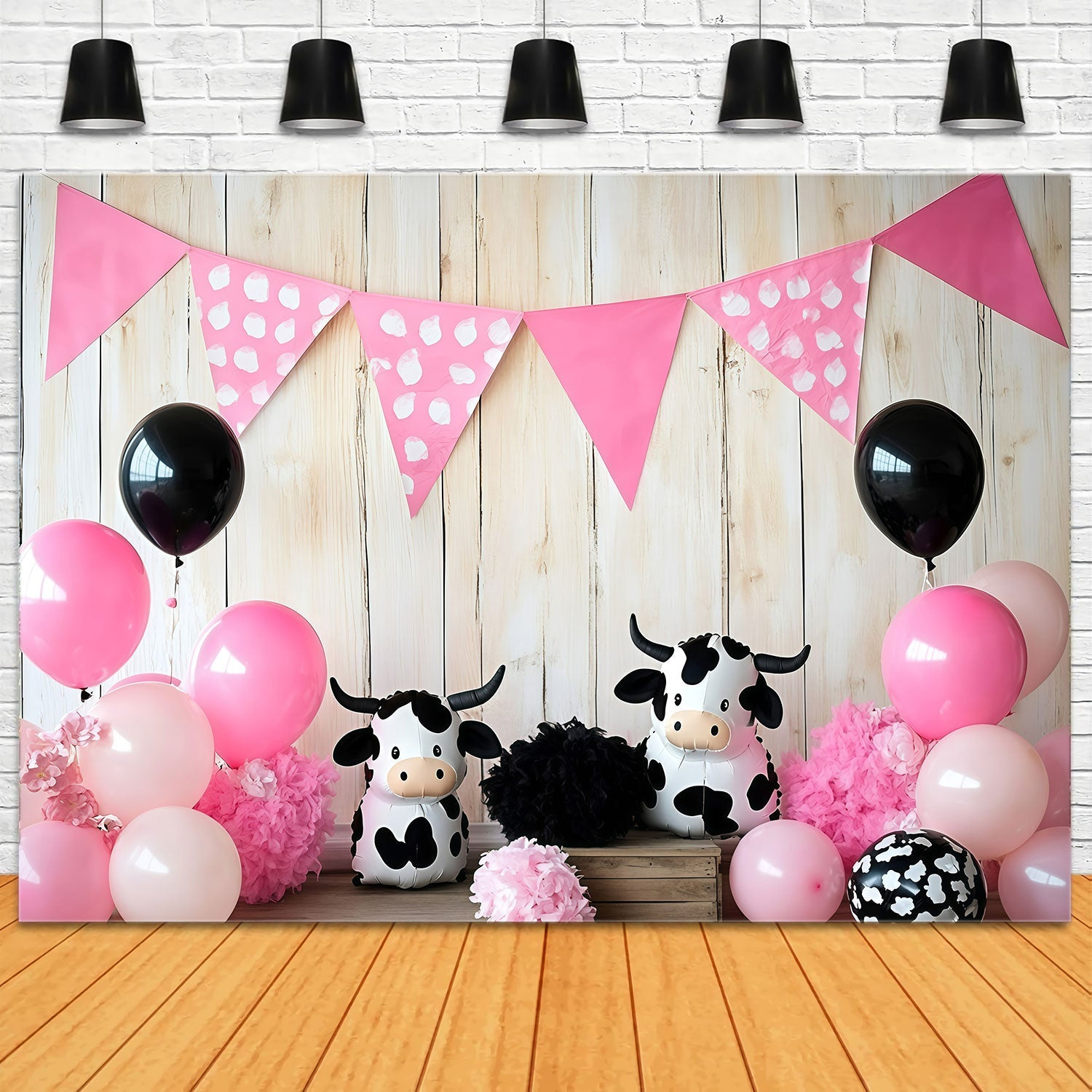 Neugeborene Fotografie Hintergrund Kulissen Cute Cow Balloon Backdrop GQ5-148