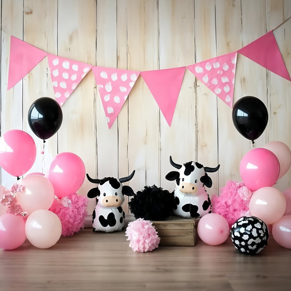 Neugeborene Fotografie Hintergrund Kulissen Cute Cow Balloon Backdrop GQ5-148