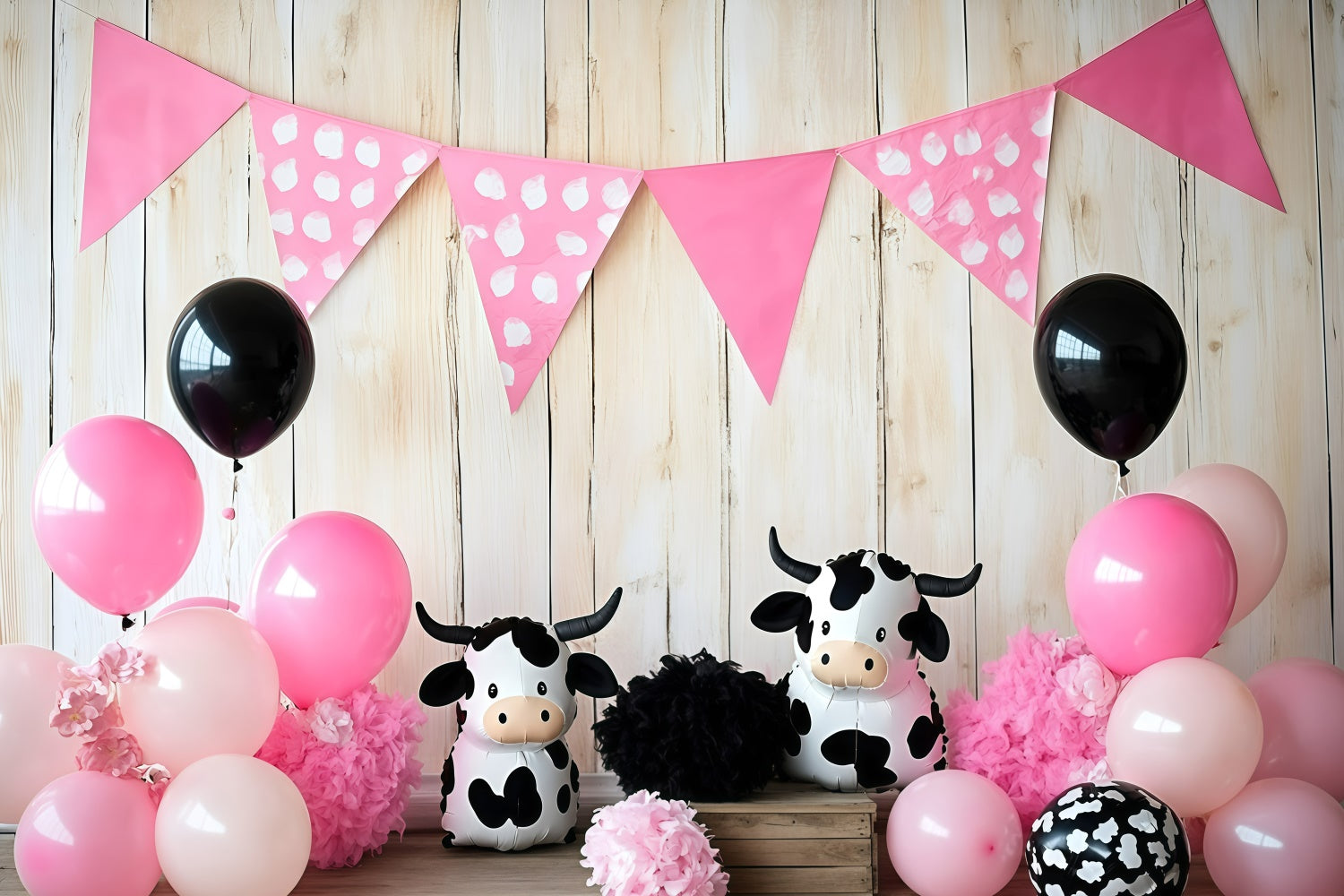 Neugeborene Fotografie Hintergrund Kulissen Cute Cow Balloon Backdrop GQ5-148