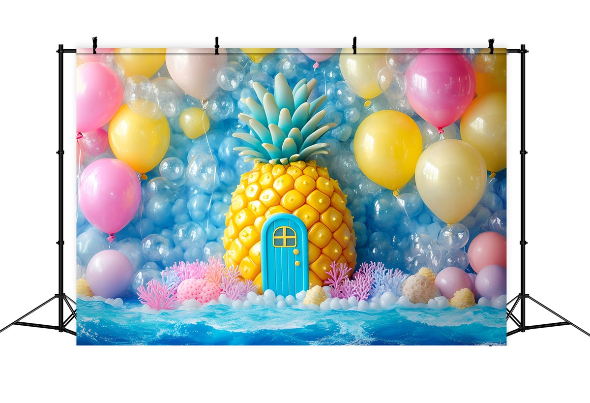 Neugeborenen-Fotohintergrund Ananas Party Ballon-Hintergrund GQ5-164