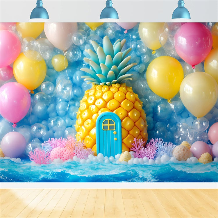Neugeborenen-Fotohintergrund Ananas Party Ballon-Hintergrund GQ5-164
