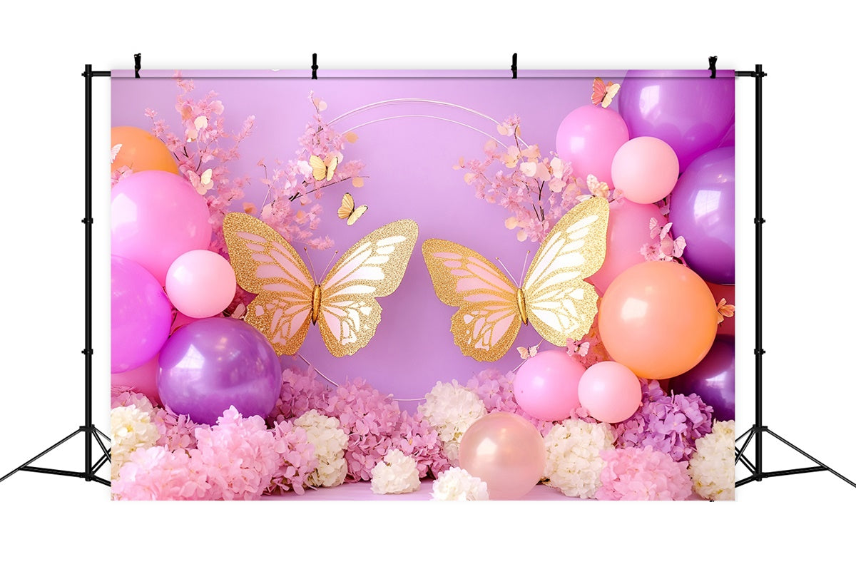 Schmetterling Backdrops Gold Schmetterling Ballon Neugeborene Backdrops GQ5-186