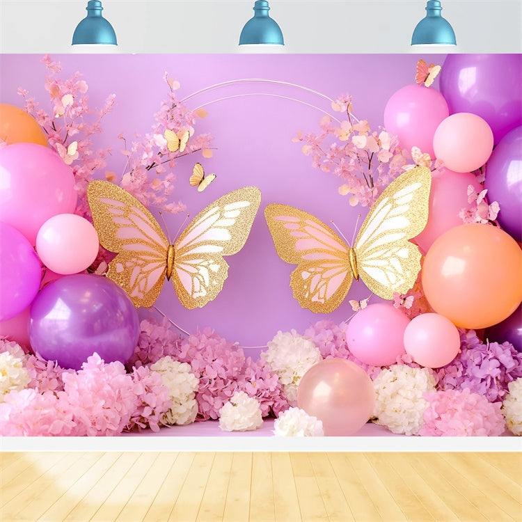 Schmetterling Backdrops Gold Schmetterling Ballon Neugeborene Backdrops GQ5-186