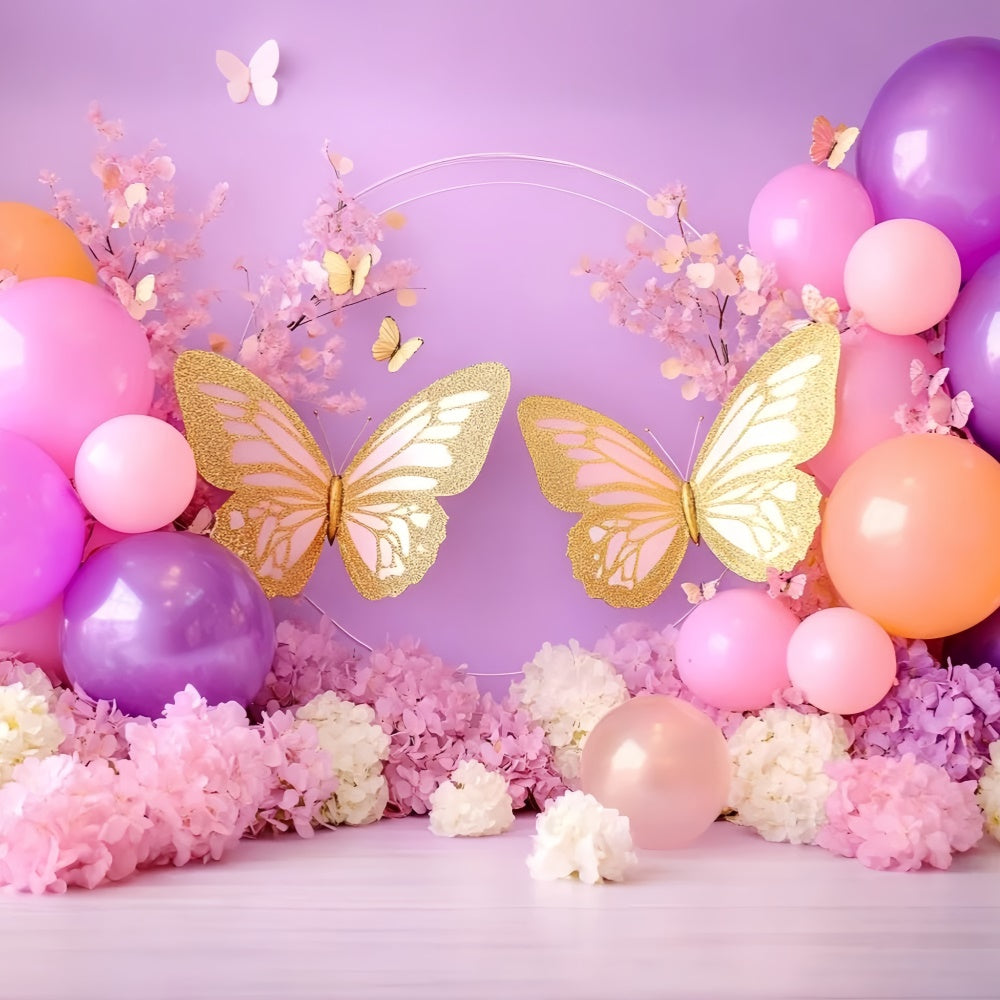 Schmetterling Backdrops Gold Schmetterling Ballon Neugeborene Backdrops GQ5-186