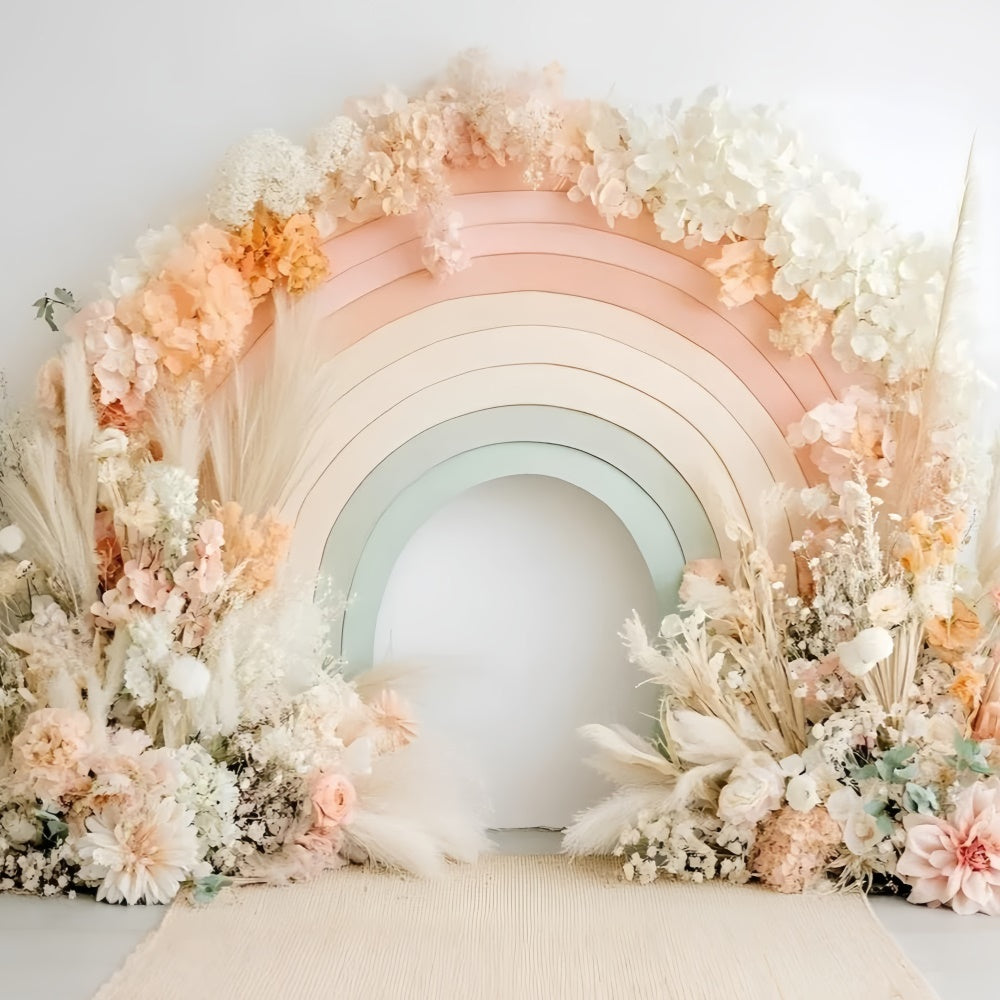 Neugeborenen-Fotohintergrund Weiches Bohu-Blumen-Bogen-Hintergrund GQ5-192