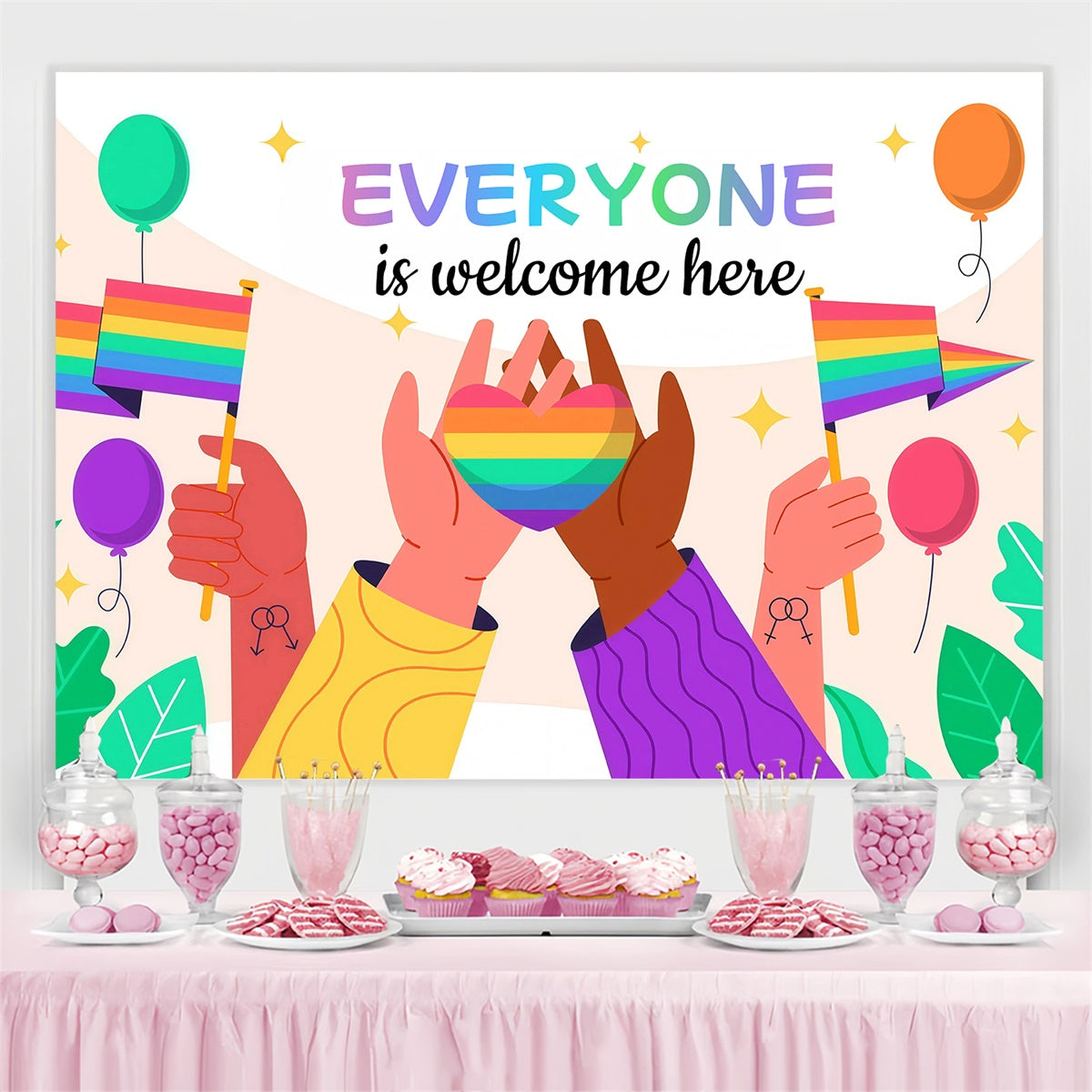 Pride Backdrops Bunte Willkommensnachricht Backdrop GQ5-215