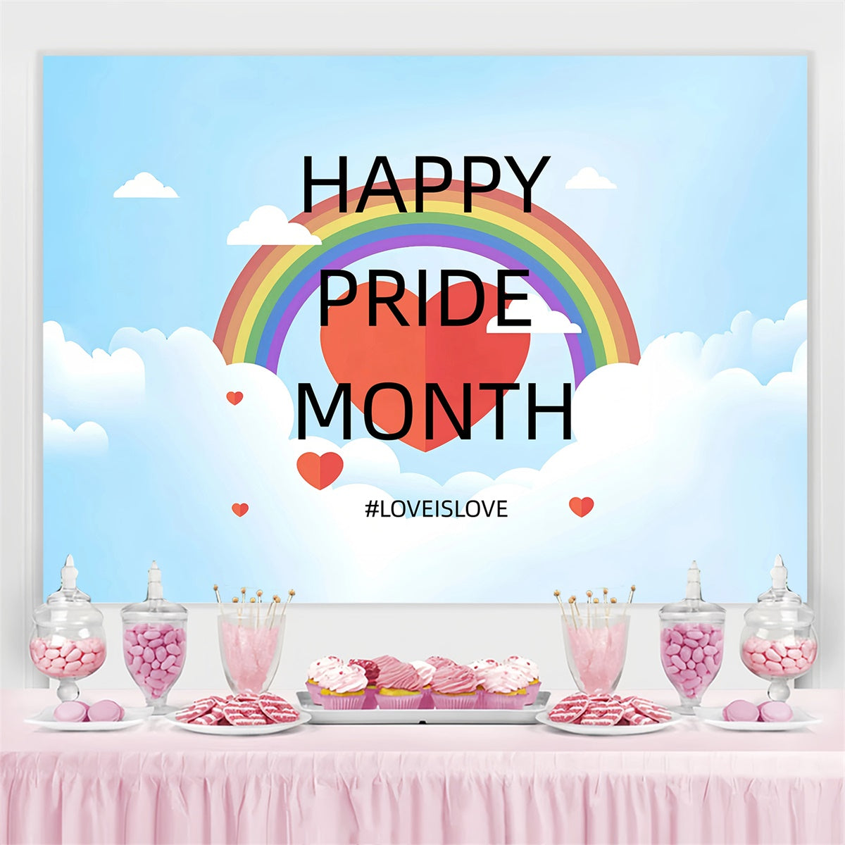 Stolz Monat Backdrop Regenbogen Herz Himmel Backdrop GQ5-216
