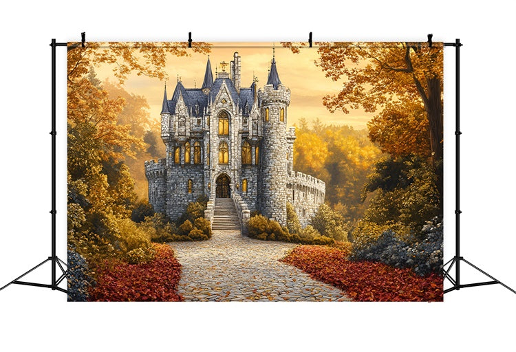 Herbst Wald Kulisse Enchanted Fall Castle Path Kulisse GQ5-78