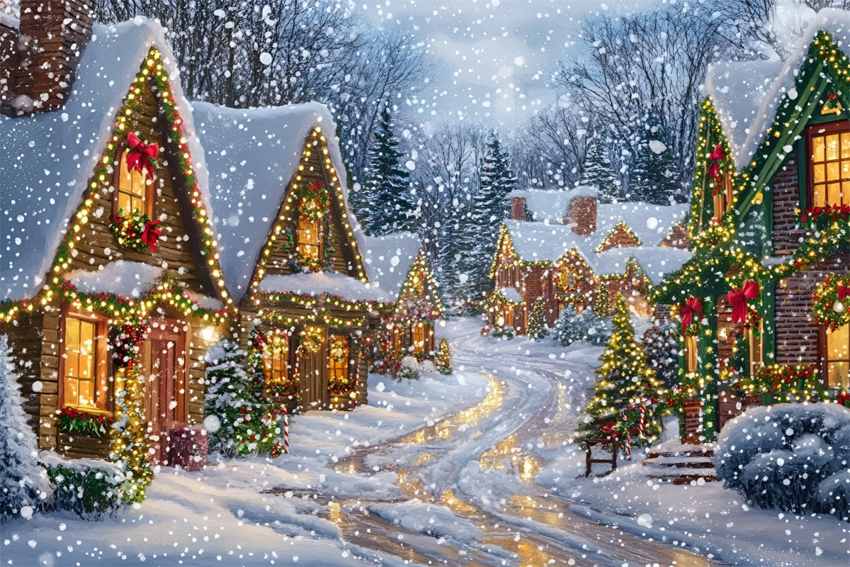 Weihnachtsdorf Backdrop Stille Nacht Schnee Backdrop GQ57-10