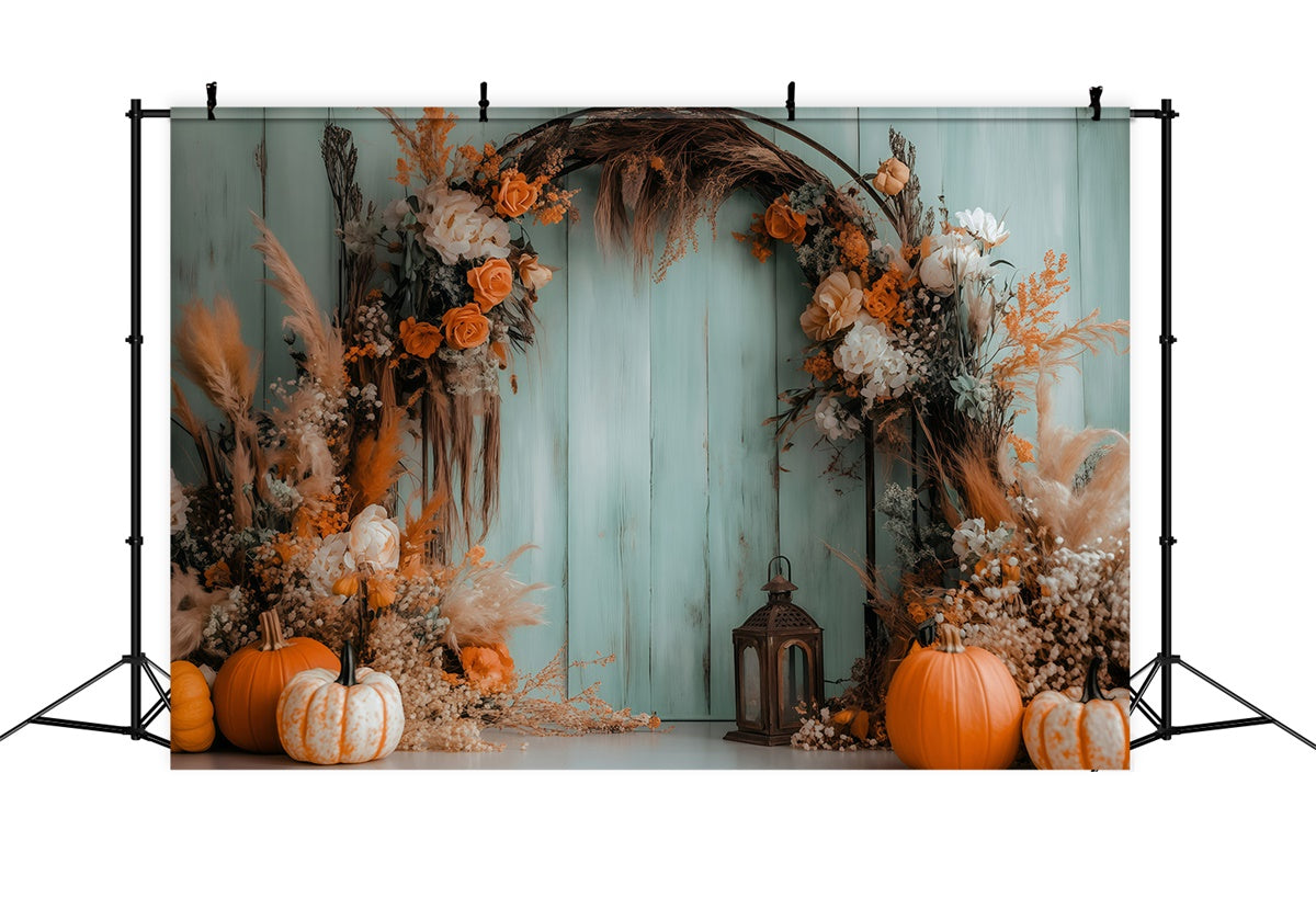 Bohemian Fotohintergrund Kürbis Blumenbogen Herbst Backdrops GQ57-100