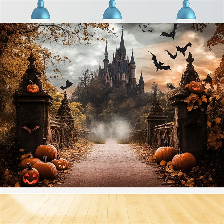Herbst Fotokulissen Gespensterschloss Halloween Hintergrund GQ57-103