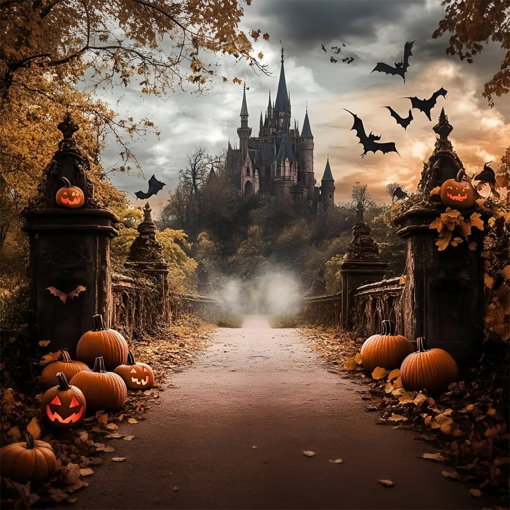 Herbst Fotokulissen Gespensterschloss Halloween Hintergrund GQ57-103