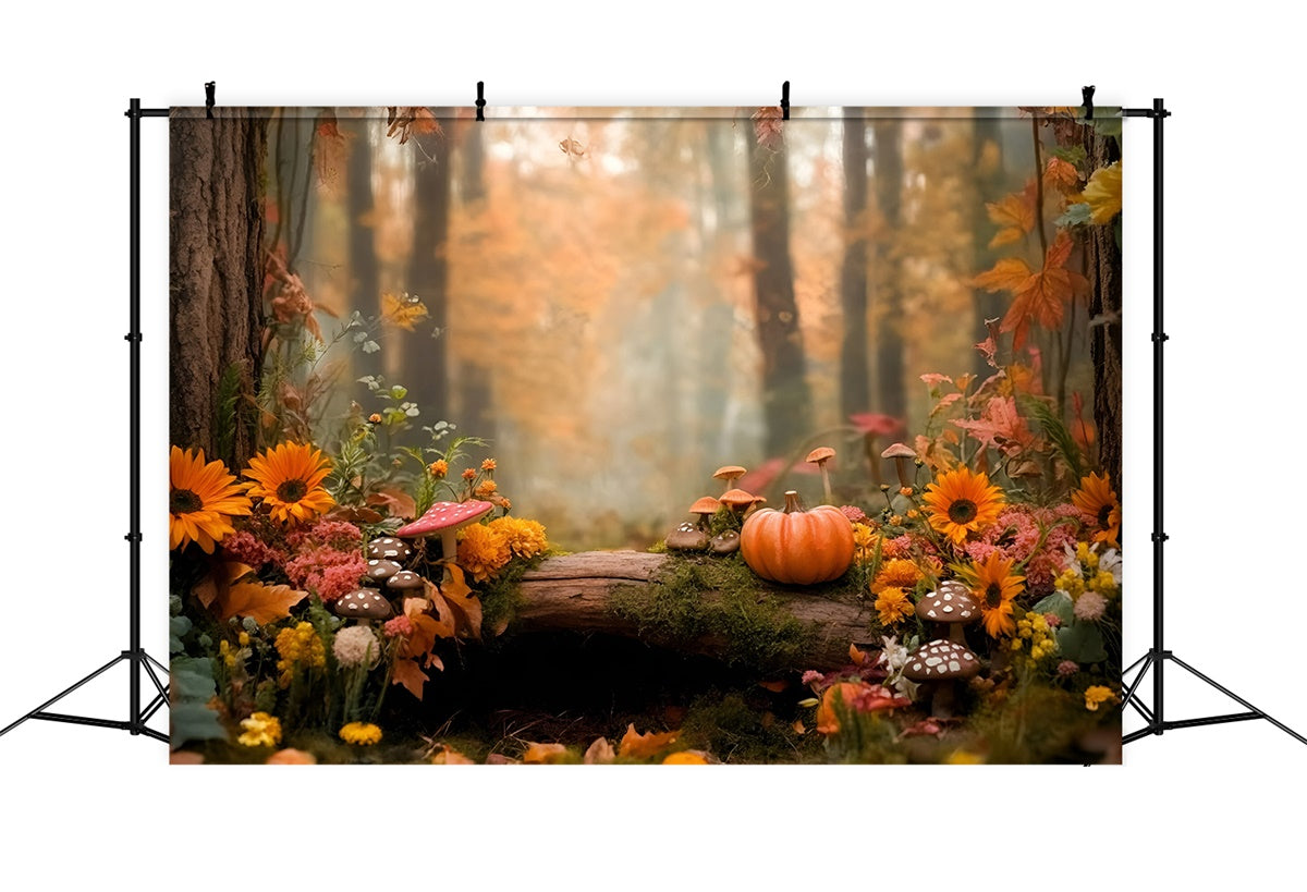 Herbst Wald Backdrop Wald Märchenland Kürbis Fotohintergrund GQ57-109
