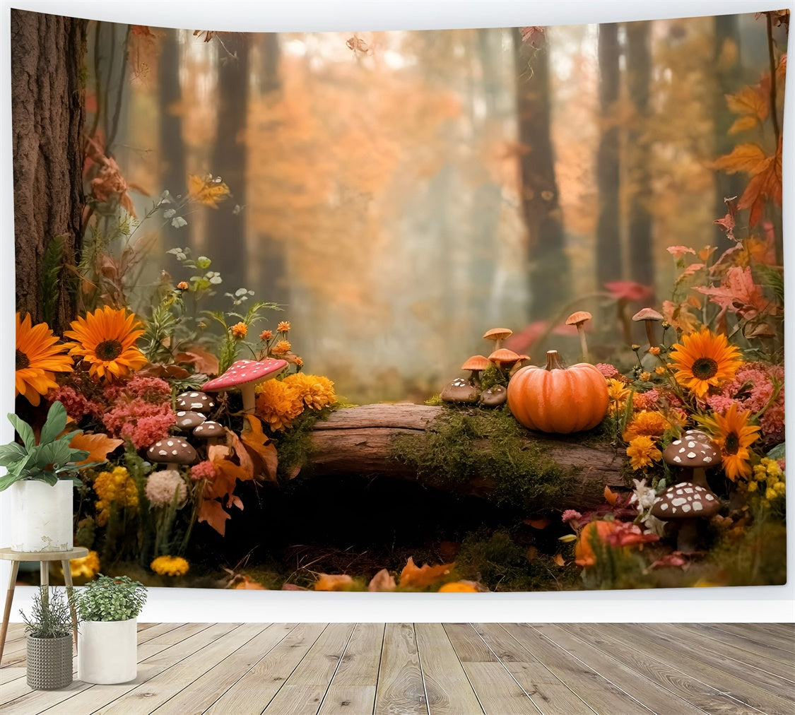 Herbst Wald Backdrop Wald Märchenland Kürbis Fotohintergrund GQ57-109