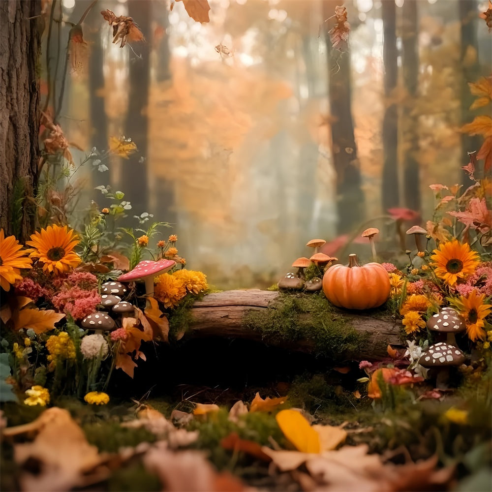 Herbst Wald Backdrop Wald Märchenland Kürbis Fotohintergrund GQ57-109