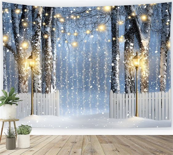 Winter Wald Backdrop Laterne Birkenweg Backdrop GQ57-150