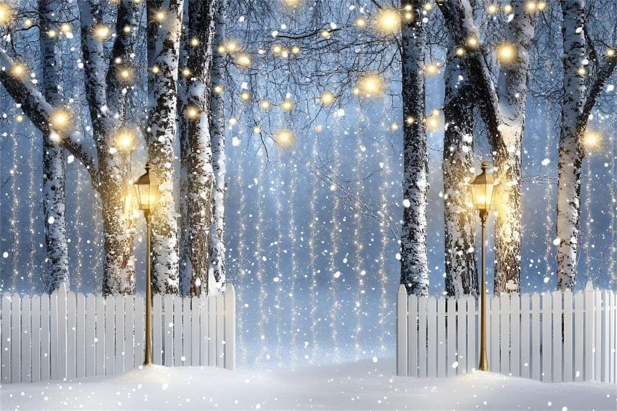 Winter Wald Backdrop Laterne Birkenweg Backdrop GQ57-150