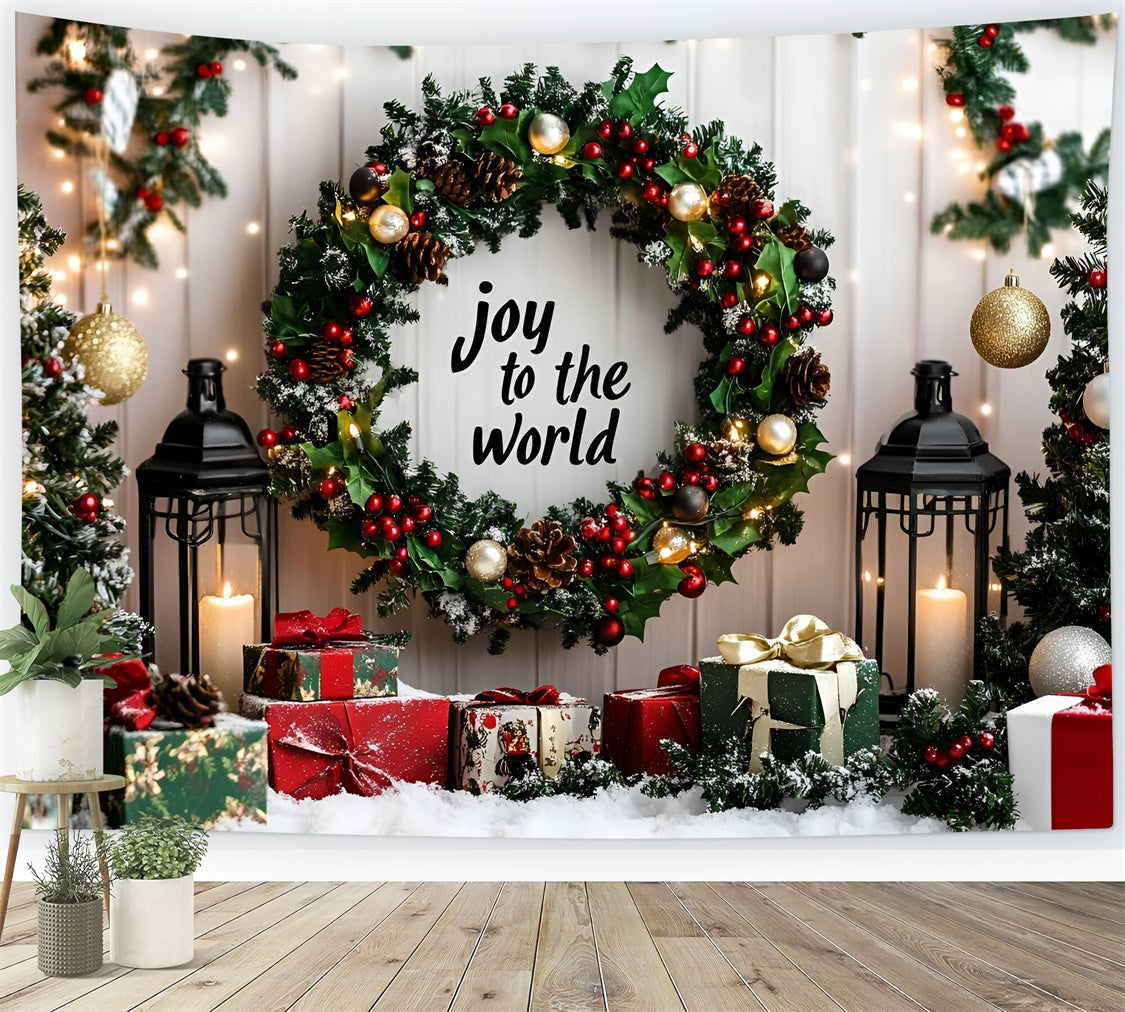 Weihnachten Hintergrund für Fotos Girlande Glühen Geschenke Hintergrund GQ57-18