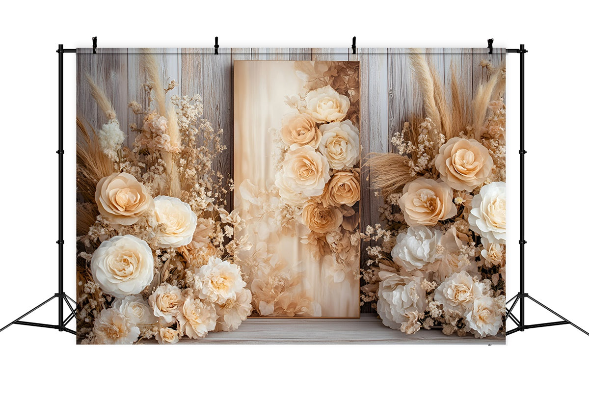 Backdrops Fine Art Cremig Rustikal Floral Stoff Backdrops GQ57-188