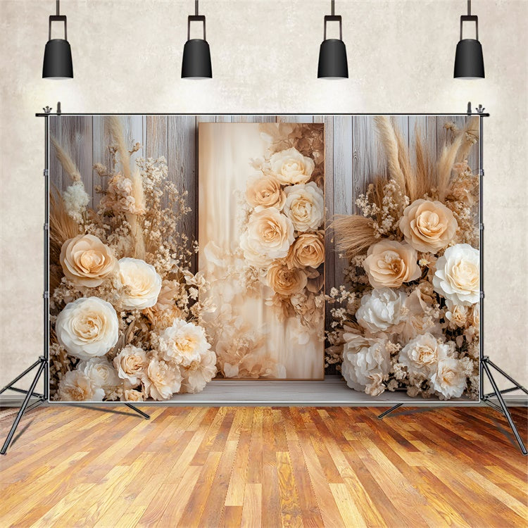 Backdrops Fine Art Cremig Rustikal Floral Stoff Backdrops GQ57-188