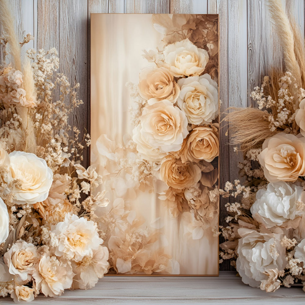Backdrops Fine Art Cremig Rustikal Floral Stoff Backdrops GQ57-188