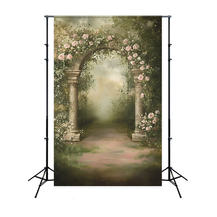 Malerei Backdrop Garten Rose Bogen Stoff Backdrops GQ57-189