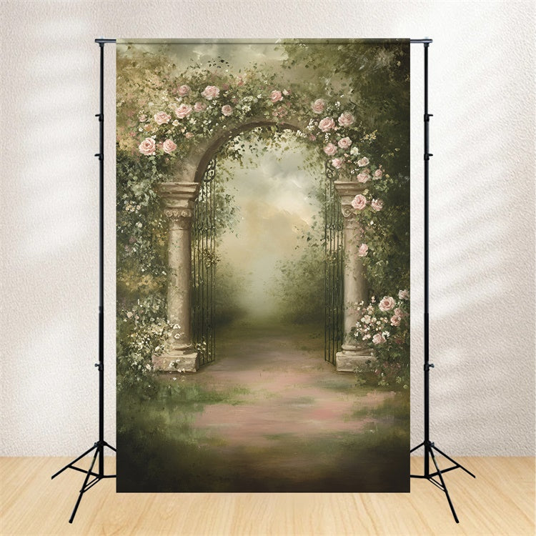 Malerei Backdrop Garten Rose Bogen Stoff Backdrops GQ57-189