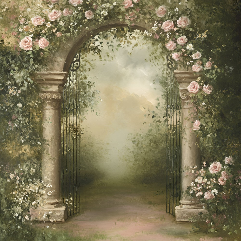 Malerei Backdrop Garten Rose Bogen Stoff Backdrops GQ57-189
