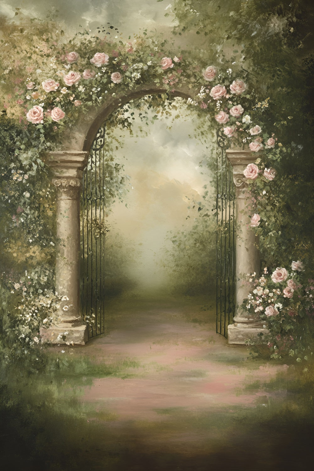 Malerei Backdrop Garten Rose Bogen Stoff Backdrops GQ57-189