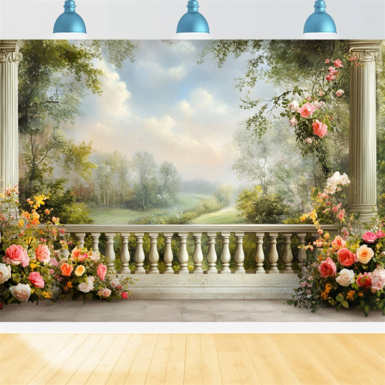 Kunstfotografie Hintergrund Kulissen Floral Balkon Hintergrund GQ57-193