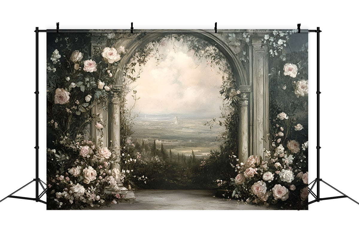 Backdrops Kunst Blüte Balkon Aussicht Stoff Backdrop GQ57-198