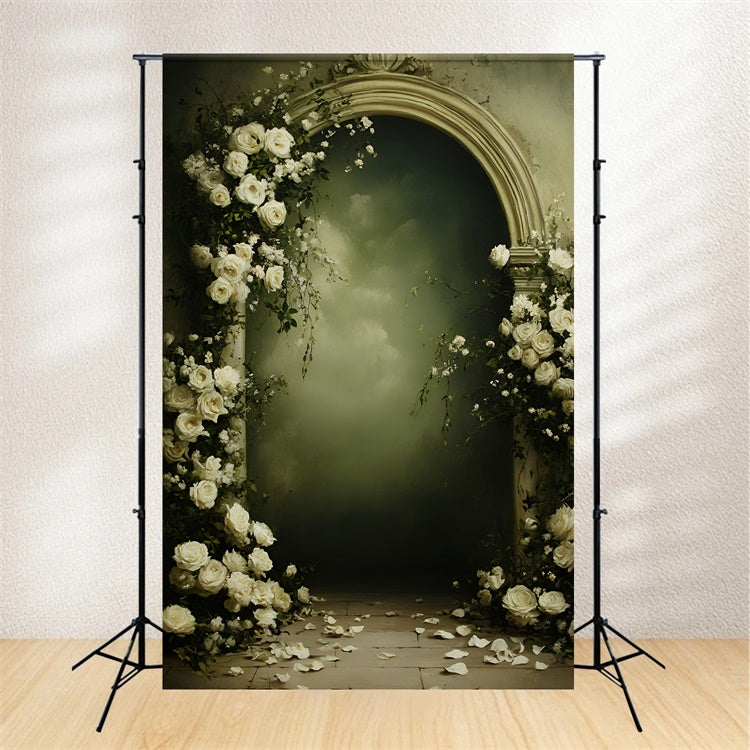 Fine Art Fotografie Backdrop Bogen Weiße Rose Backdrop GQ57-201