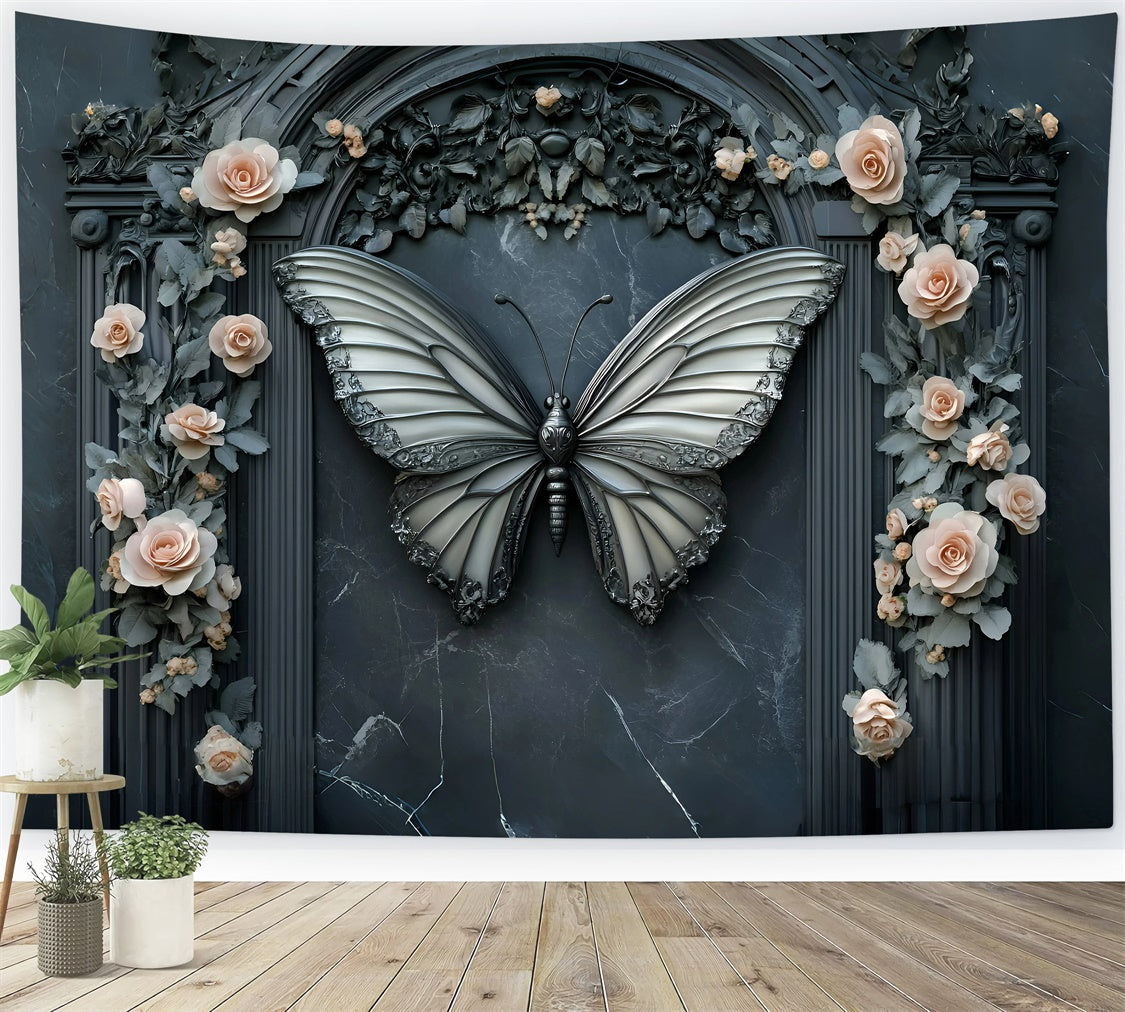 Backdrops Fine Art Mitternacht Schmetterling Rose Bogen Backdrop GQ57-202