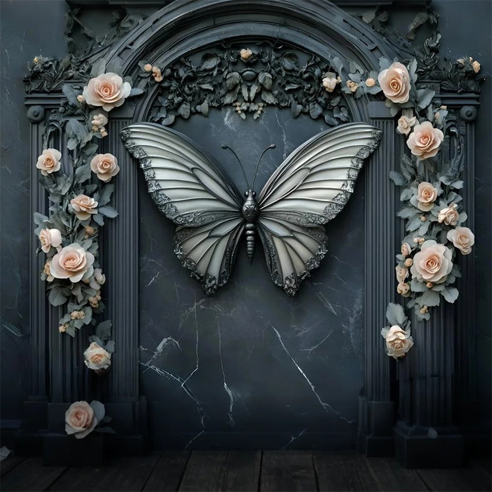 Backdrops Fine Art Mitternacht Schmetterling Rose Bogen Backdrop GQ57-202