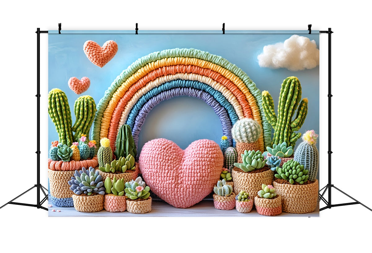 Böhmischer Fotohintergrund Regenbogen Kaktus Bogen Hintergrund GQ57-211