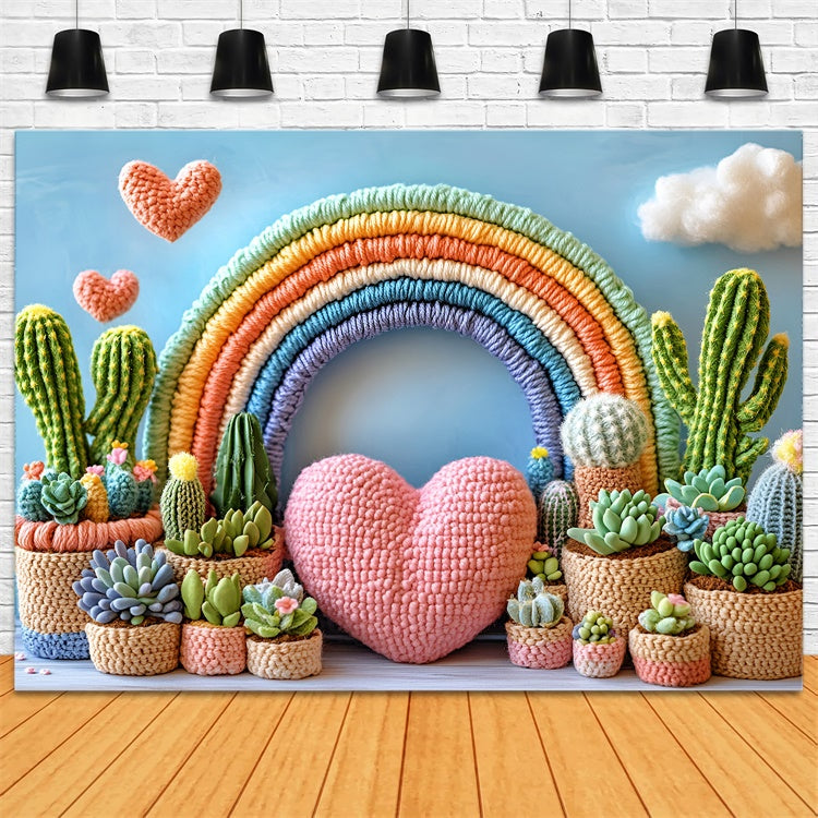 Böhmischer Fotohintergrund Regenbogen Kaktus Bogen Hintergrund GQ57-211