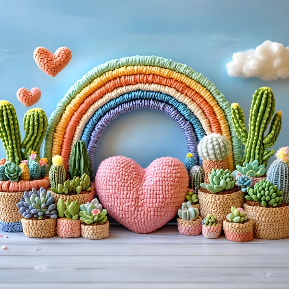 Böhmischer Fotohintergrund Regenbogen Kaktus Bogen Hintergrund GQ57-211