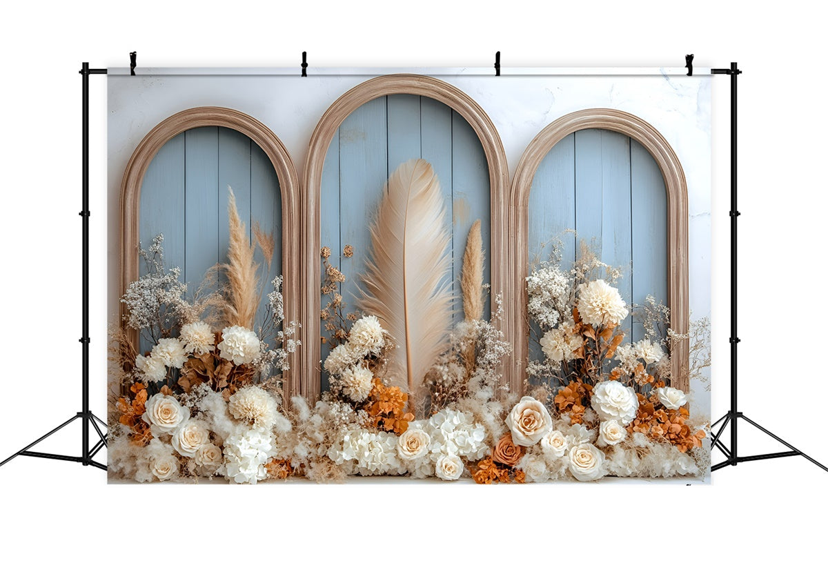 Boho Backdrop Fotografie Bogen Feder Garten Hintergrund GQ57-214