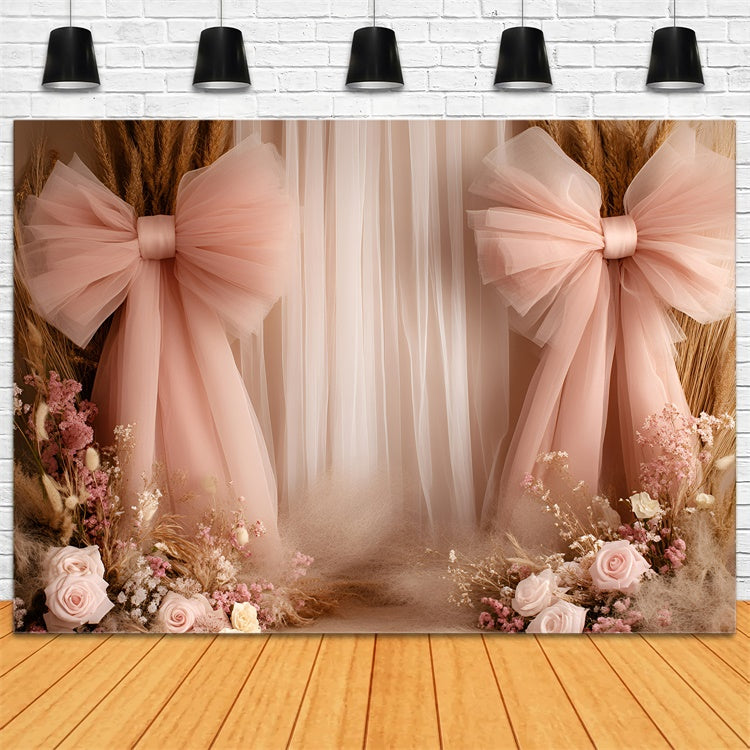 Boho Fotografie Backdrop Ätherische Schleife Blüte Backdrop GQ57-215