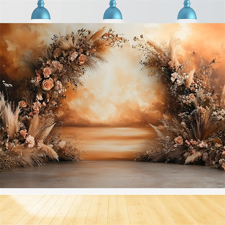 Boho Fotografie Backdrop Sonnenuntergang Glühen Blüte Hintergrund GQ57-225