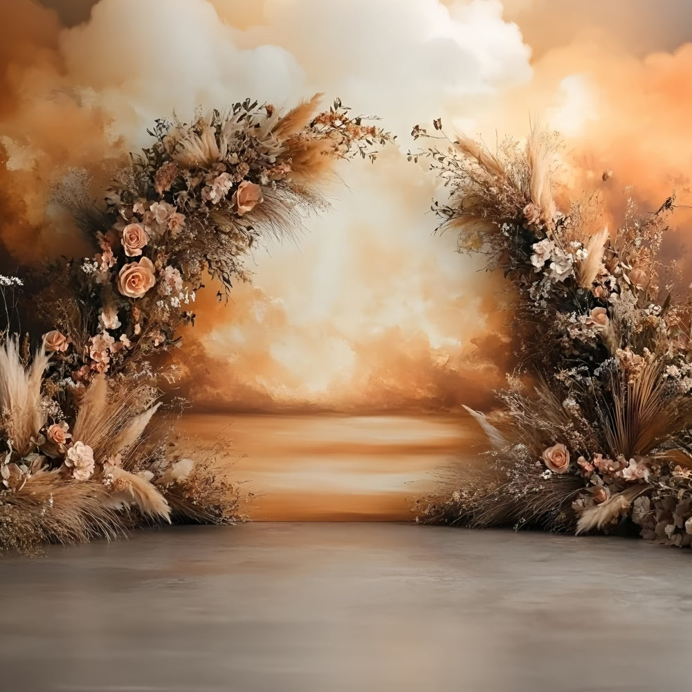 Boho Fotografie Backdrop Sonnenuntergang Glühen Blüte Hintergrund GQ57-225