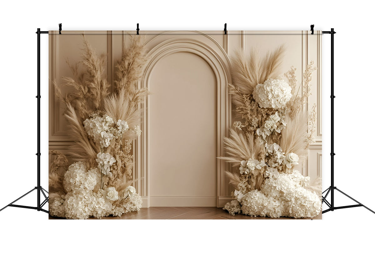 Bohème Fotohintergrund Beige Torbogen Blüte Hintergrund GQ57-226
