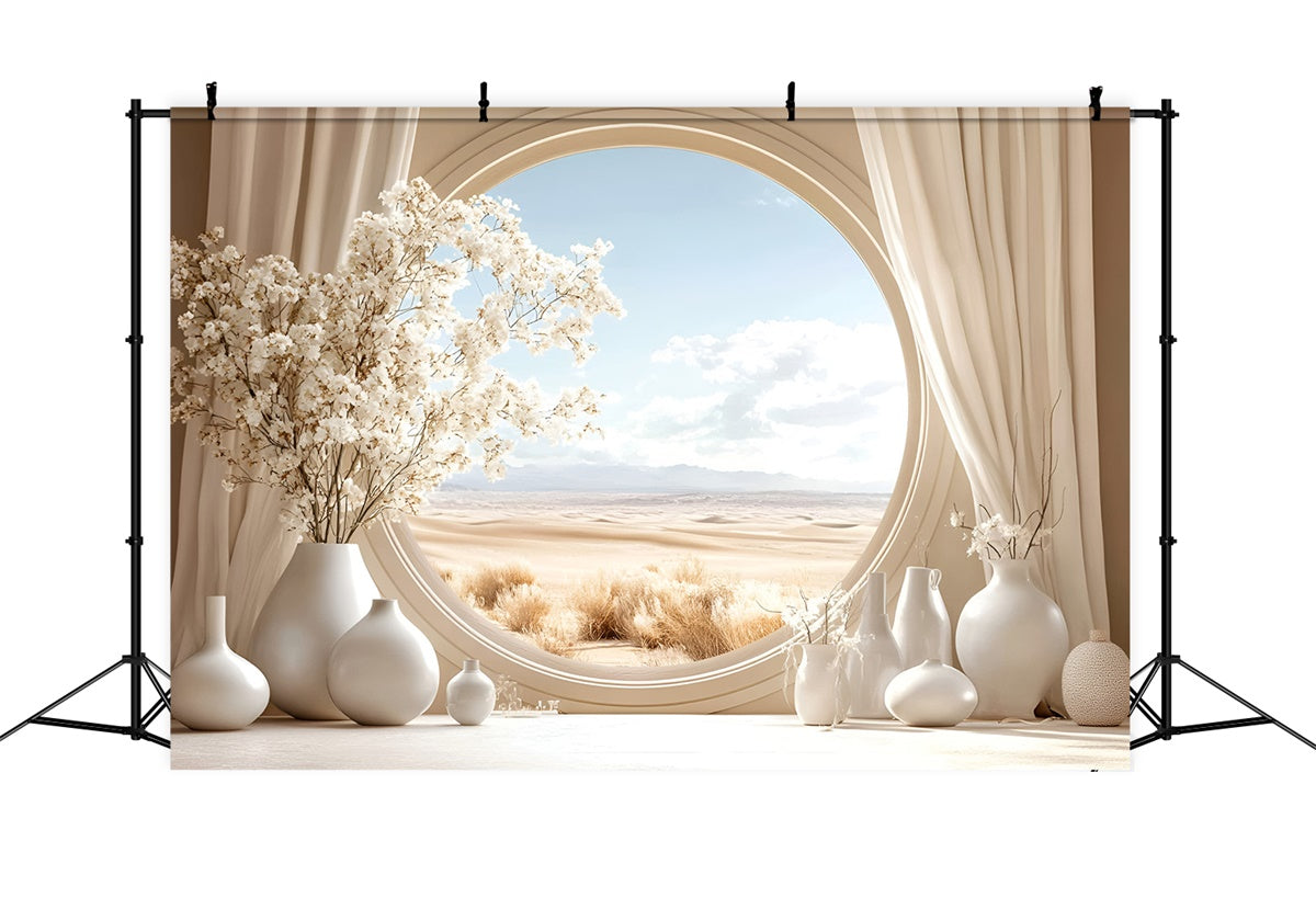 Boho Fotohintergrund Wüstenblüte Runder Fensterhintergrund GQ57-227