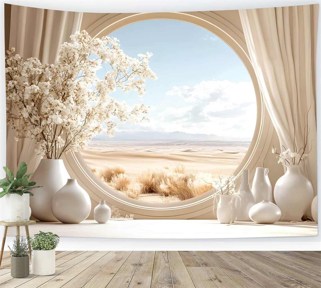 Boho Fotohintergrund Wüstenblüte Runder Fensterhintergrund GQ57-227
