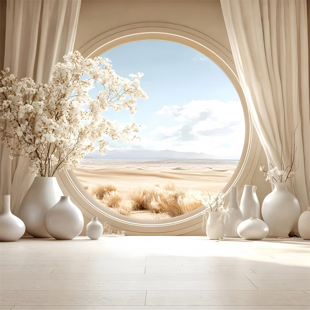 Boho Fotohintergrund Wüstenblüte Runder Fensterhintergrund GQ57-227