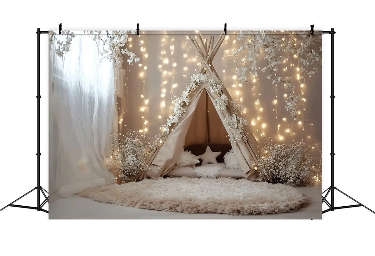 Bohemian Backdrop Fairylight Blossom Zelt Hintergrund GQ57-229