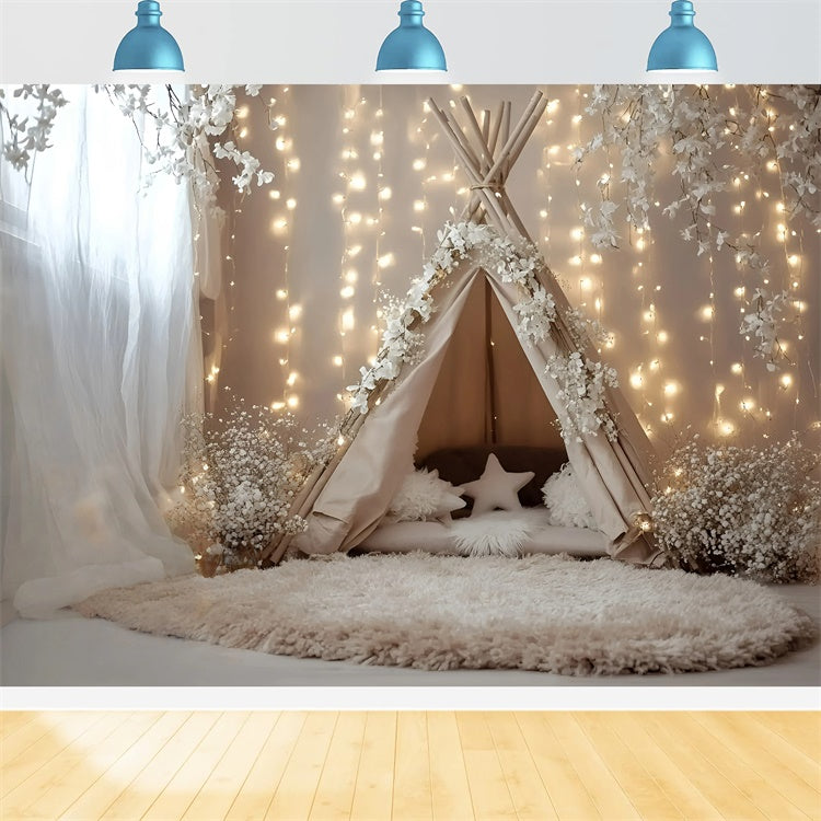 Bohemian Backdrop Fairylight Blossom Zelt Hintergrund GQ57-229