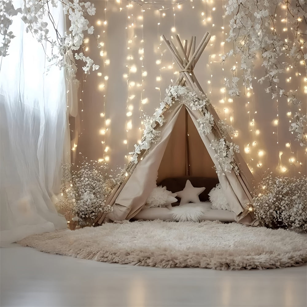 Bohemian Backdrop Fairylight Blossom Zelt Hintergrund GQ57-229