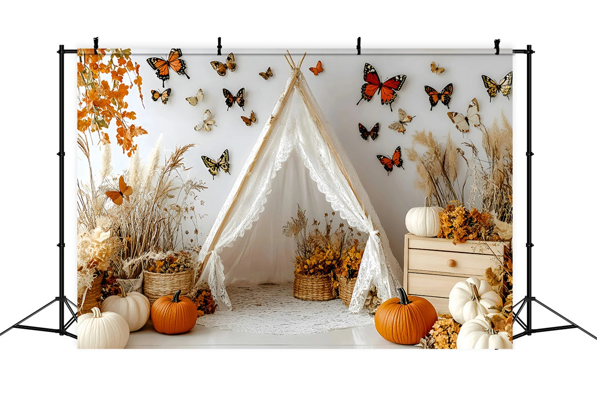 Bohemian Style Backdrop Herbst Schmetterling Zelt Hintergrund GQ57-231